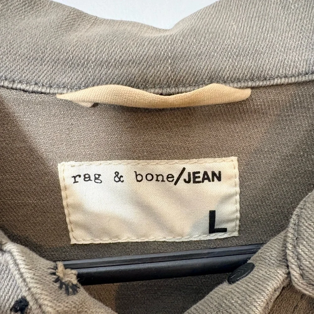 RAG & BONE Iron Denim & Genuine Lamb Leather Sleeve Jacket - Large - Picture 5 of 16